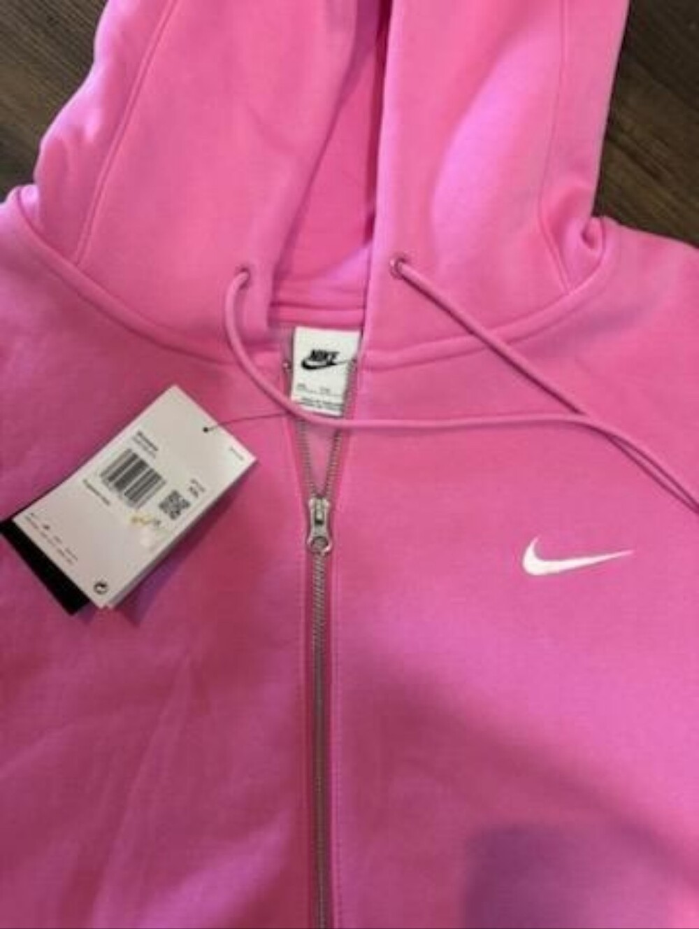 Nike Hot Pink Oversied Zip-Up Hoodie with White Swoosh